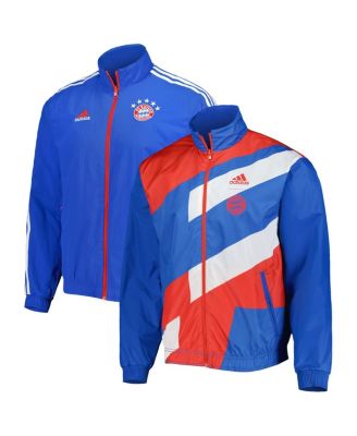 chaqueta anthem azul con el logo del equipo bayern múnich y cierre