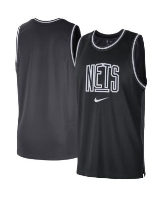 Men's Black, Anthracite Brooklyn Nets Courtside Versus Force Split DNA Performance Mesh Tank Top
