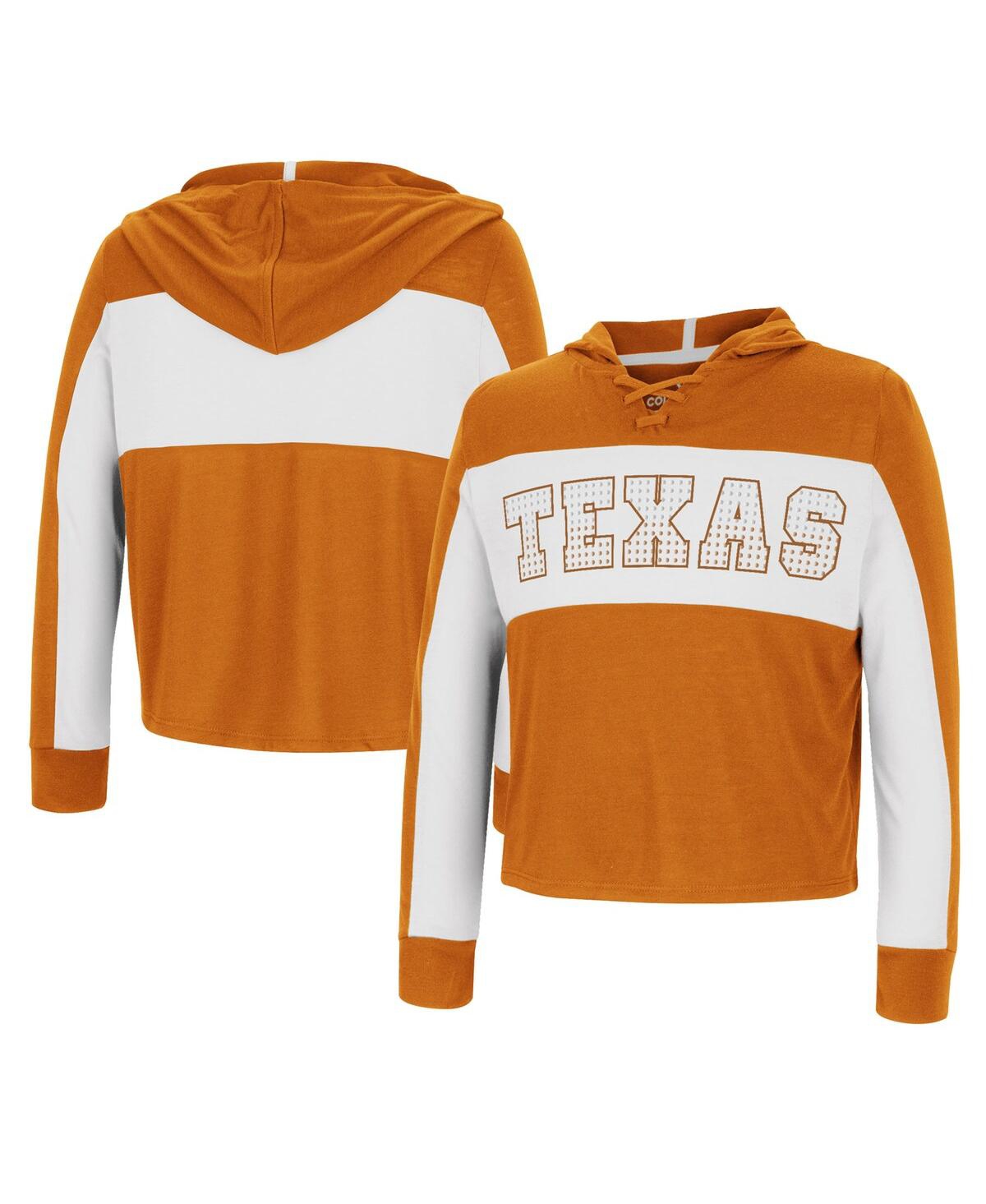Colosseum Kids' Big Girls  Texas Orange Texas Longhorns Galooks Hoodie Lace-up Long Sleeve T-shirt