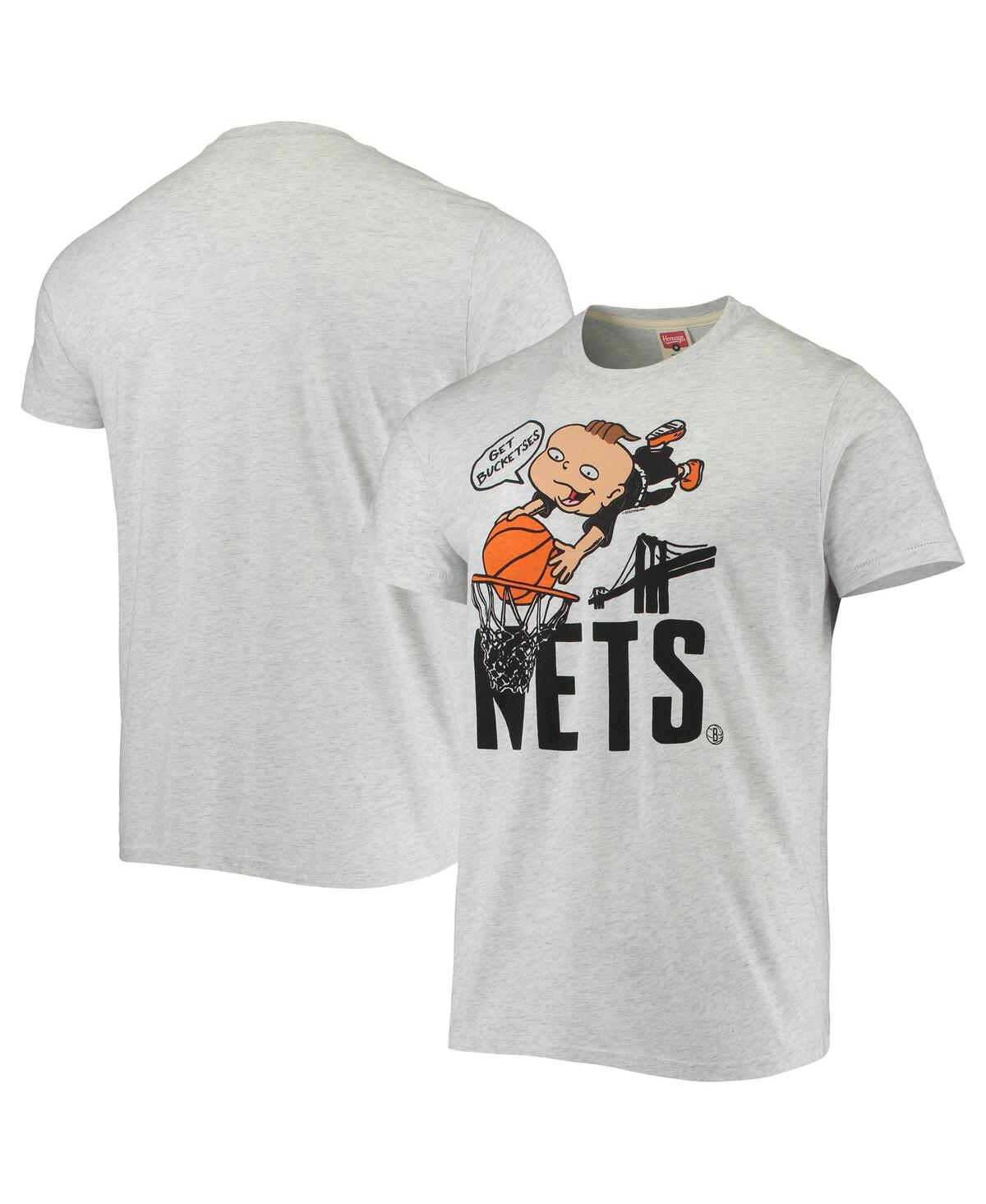 Men's Homage Ash Brooklyn Nets Nba x Rugrats Tri-Blend T-shirt - Ash