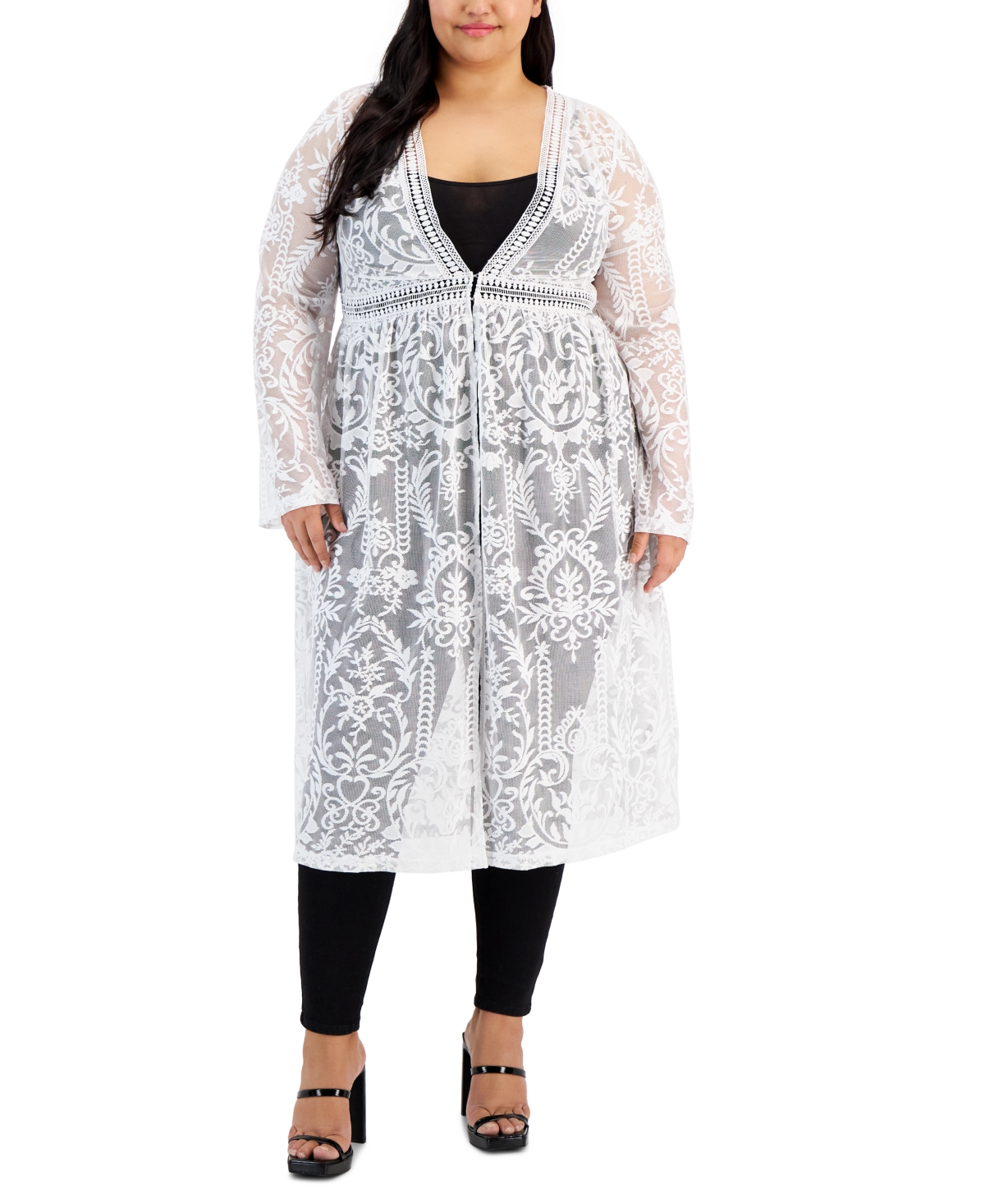 Full Circle Trends Trendy Plus Size Lace Longline Duster