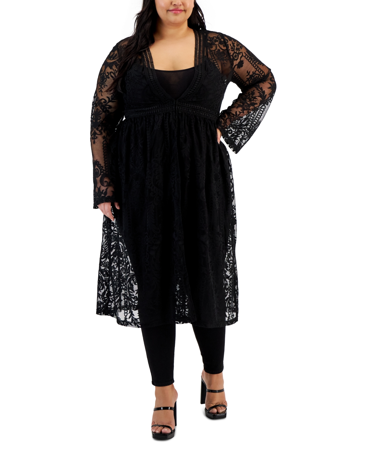 Full Circle Trends Trendy Plus Size Lace Longline Duster