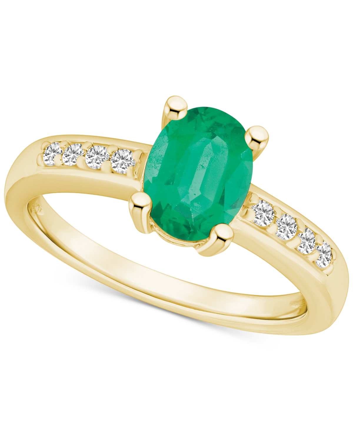 Macy's Emerald (1-1/5 Ct. T.w.) & Diamond (1/8 Ct. T.w.) Ring In 14k Gold