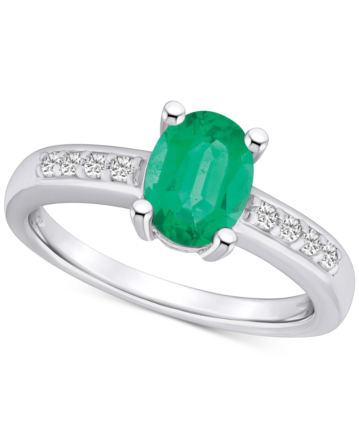Macy's Emerald (1-1/5 Ct. T.w.) & Diamond (1/8 Ct. T.w.) Ring In 14k Gold In White Gold