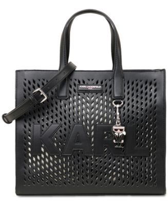 KARL LAGERFELD PARIS Nouveau Medium Perforated Tote - Macy's
