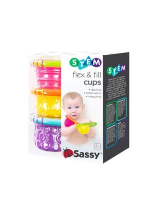 Baby Sassy Flex and Fill Cups Baby Bath Toy, 3 Piece set
