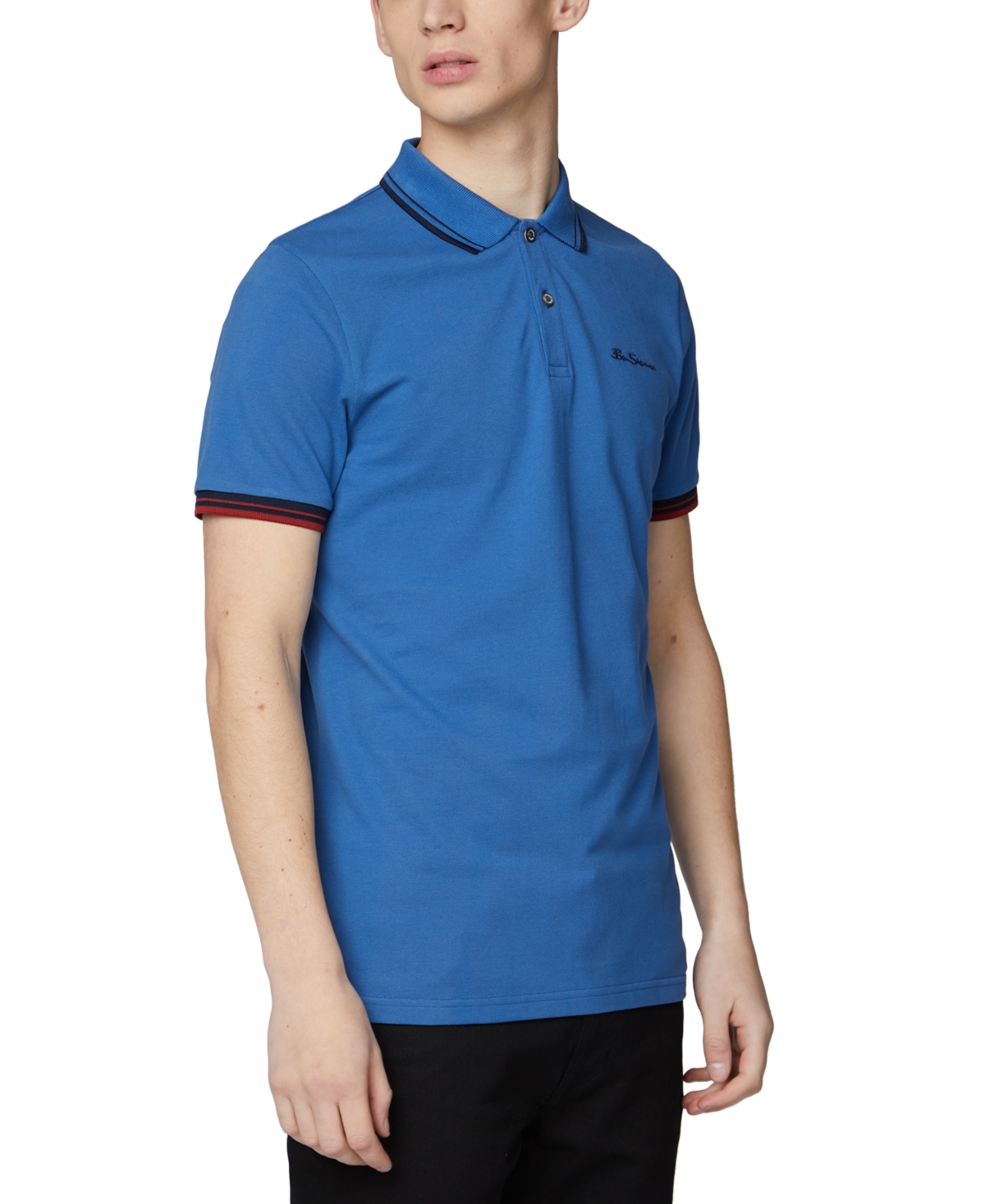 Shop Ben Sherman Men's Signature Tipped Short-sleeve Polo Shirt In Blue