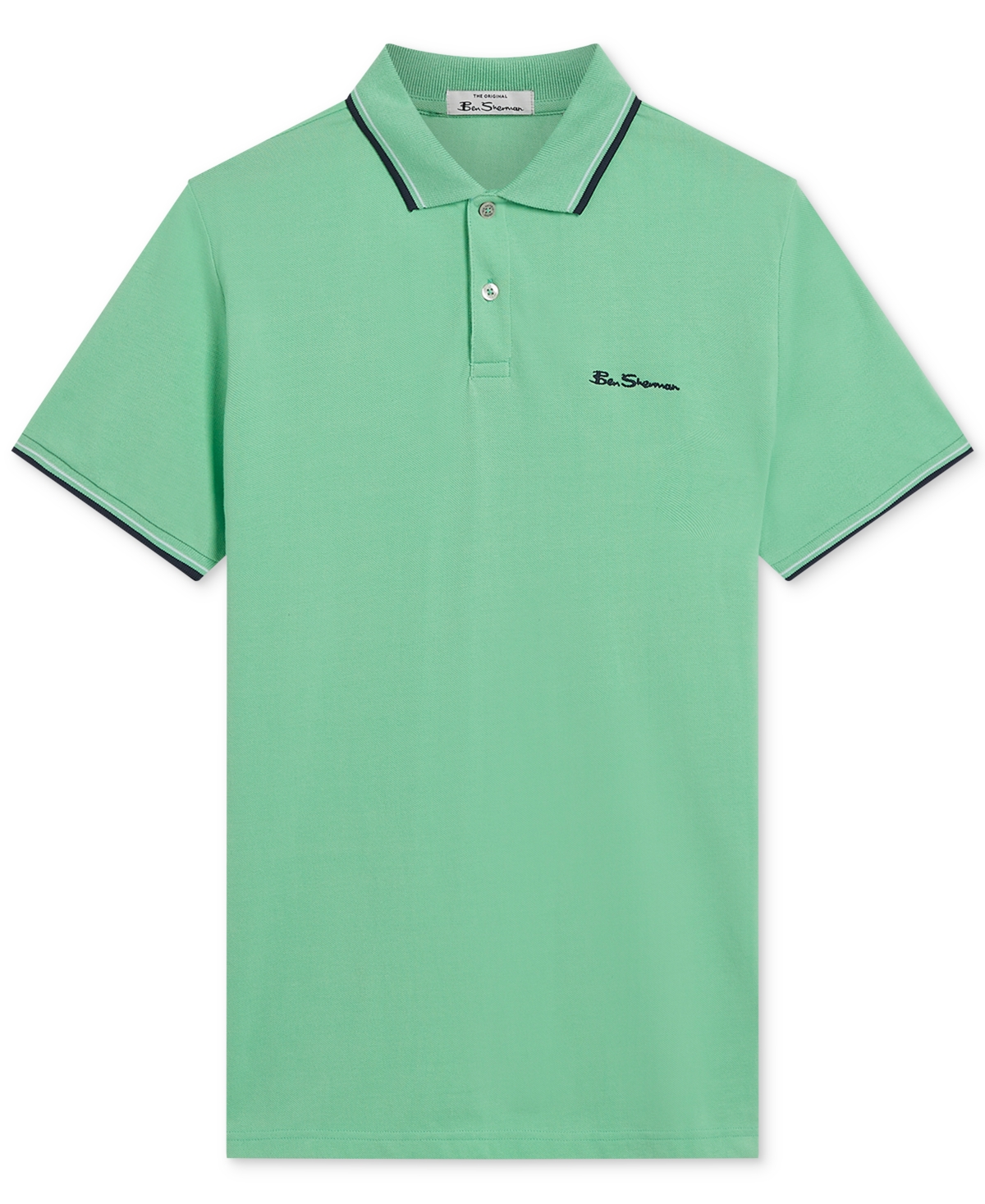Shop Ben Sherman Men's Signature Tipped Short-sleeve Polo Shirt In Sage