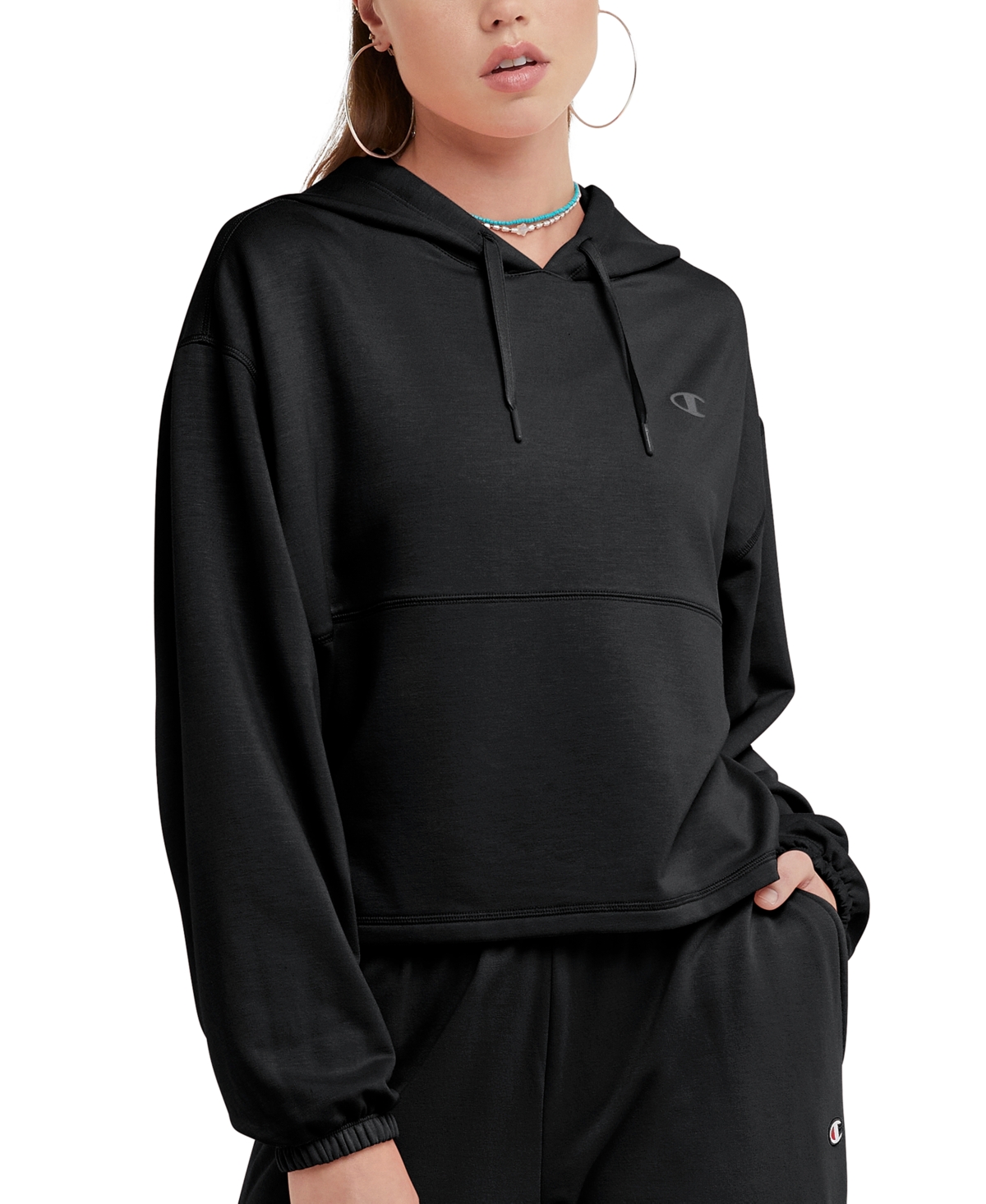 Champion Women's Soft Touch Sweats Hooded Sweatshirt In Black