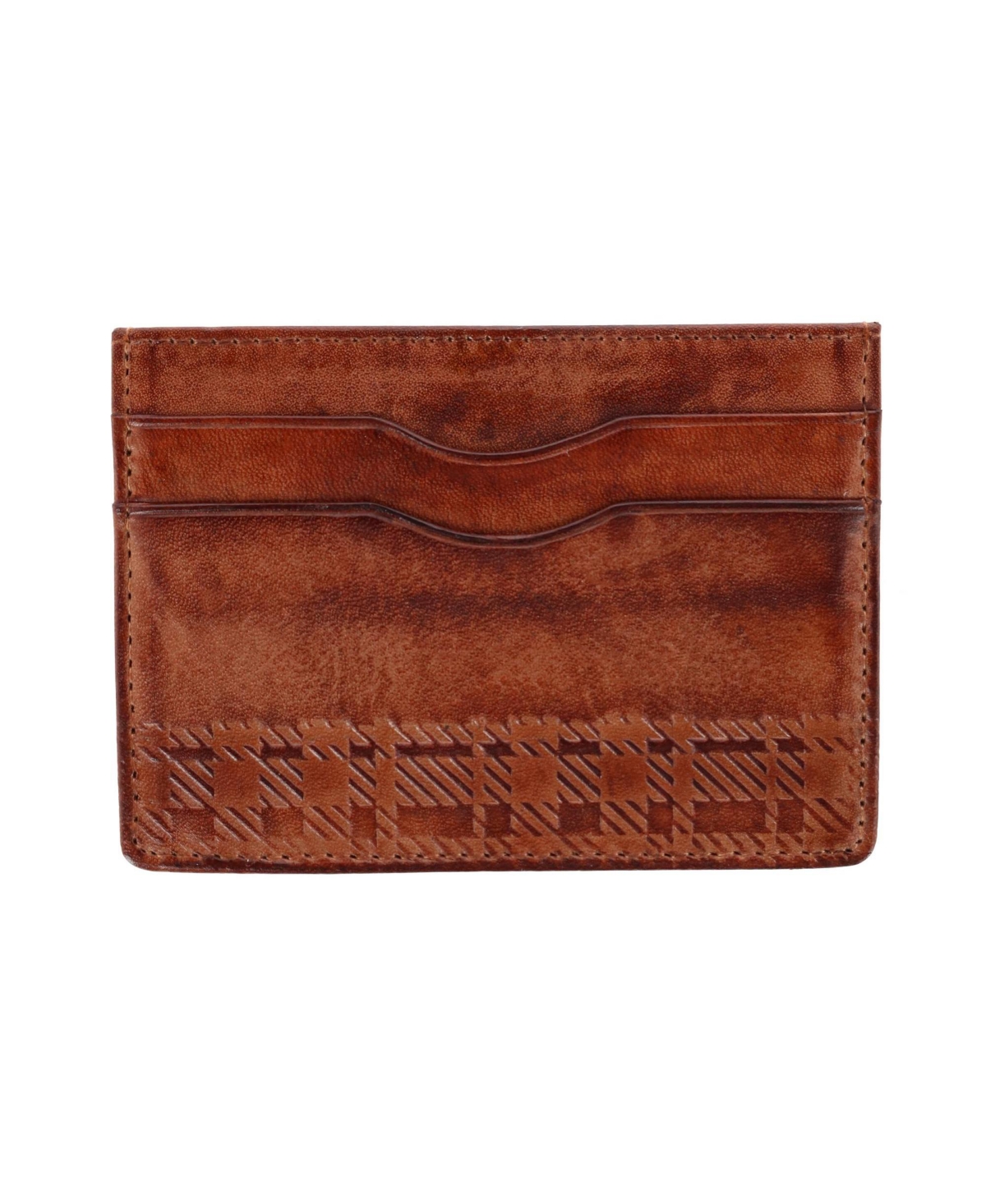 Men's Caelen Plaid Embossed Rfid Leather Card Case - Cognac