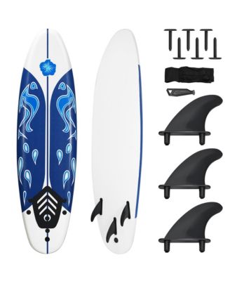 6' Surfboard Foamie Body Surfing Board W/3 Fins and Leash
