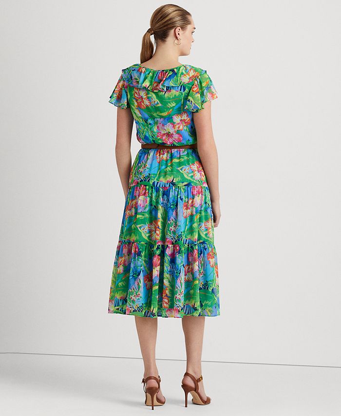 Lauren Ralph Lauren Women's Floral Crinkle Georgette Tiered Dress ...
