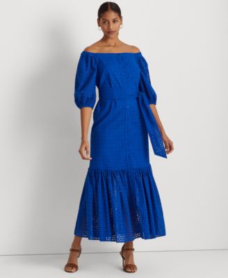 Lauren Ralph Lauren - Women's Eyelet Cotton Off-the-Shoulder Dress