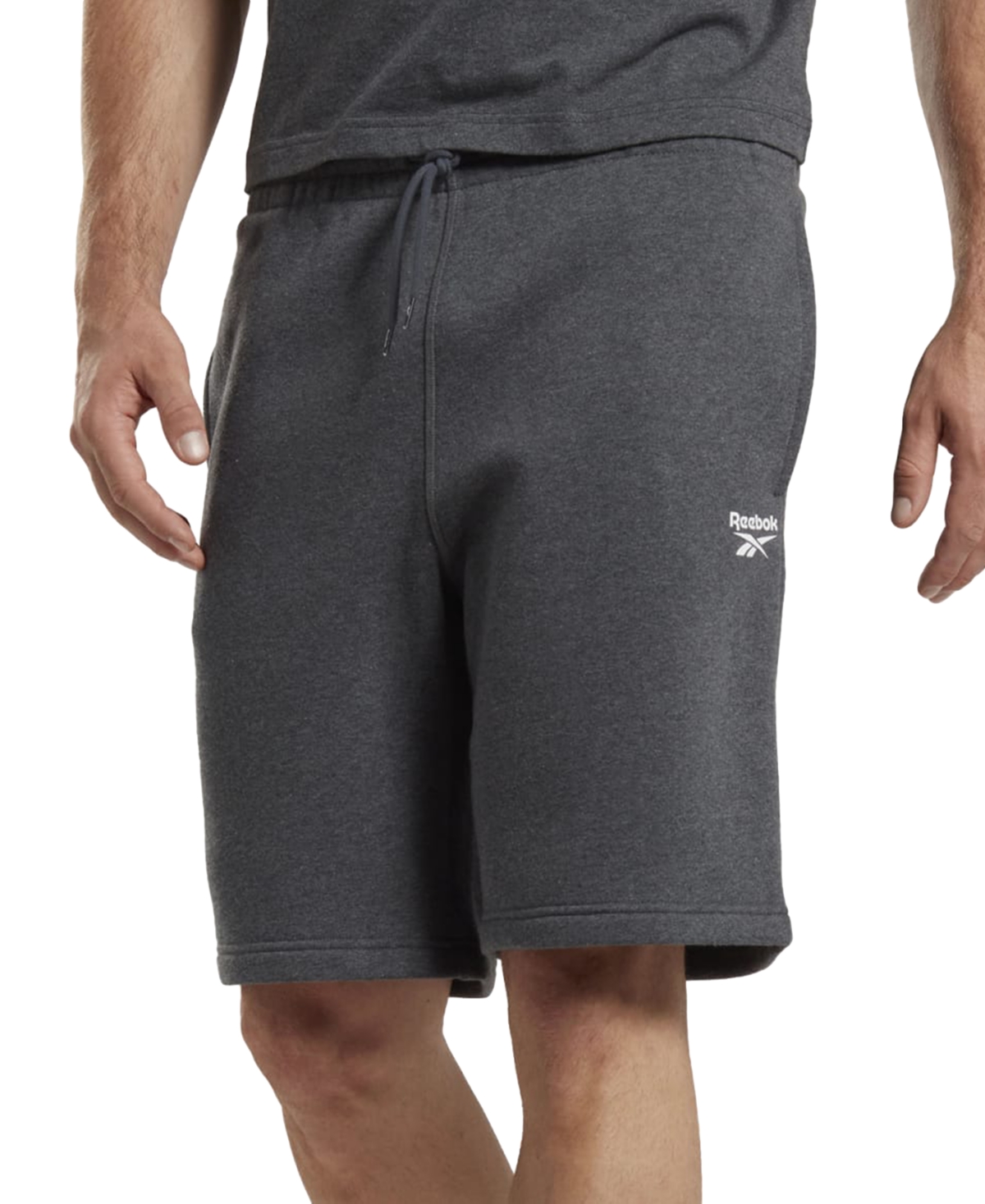 Reebok Men's Identity Regular-fit Logo-print Sweat Shorts In Dgh,white