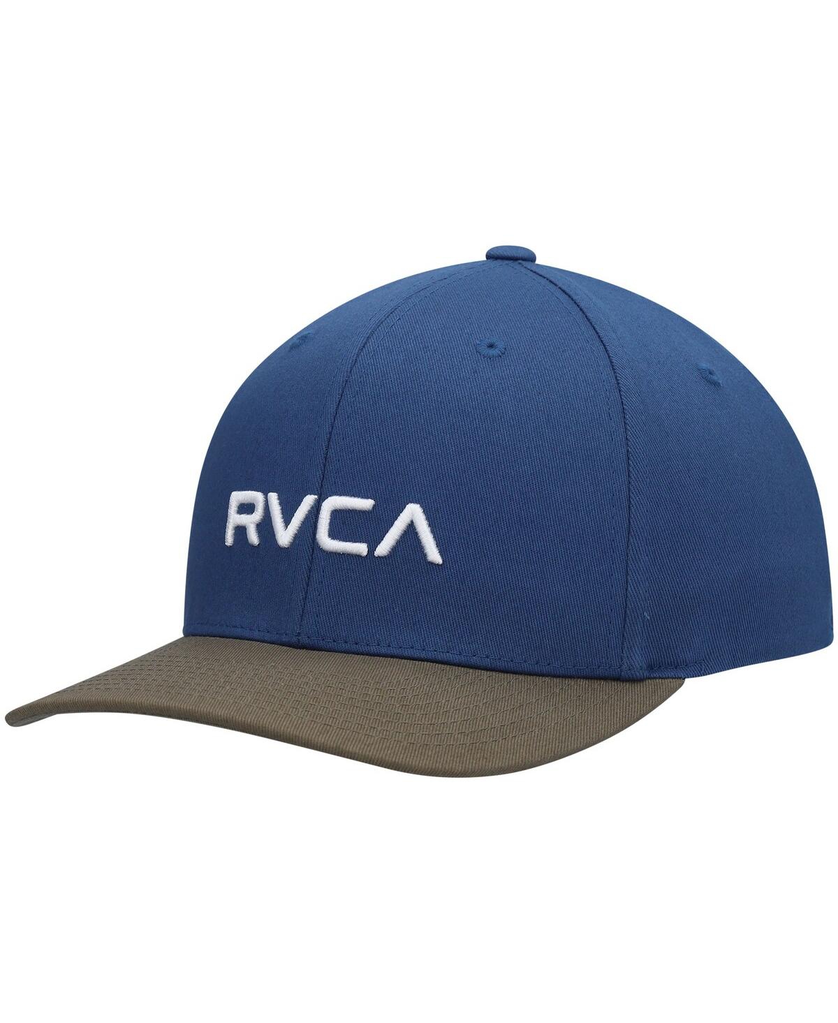Shop Rvca Men's  Blue, Gray Solid Flex Hat In Blue,gray