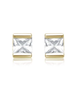 Sterling Silver  Clear Cubic Zirconia Stud Earrings