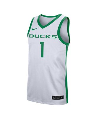 Men's #1 White Oregon Ducks Replica Jersey
