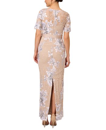Adrianna Papell Floral-Embroidered Lace Gown - Macy's