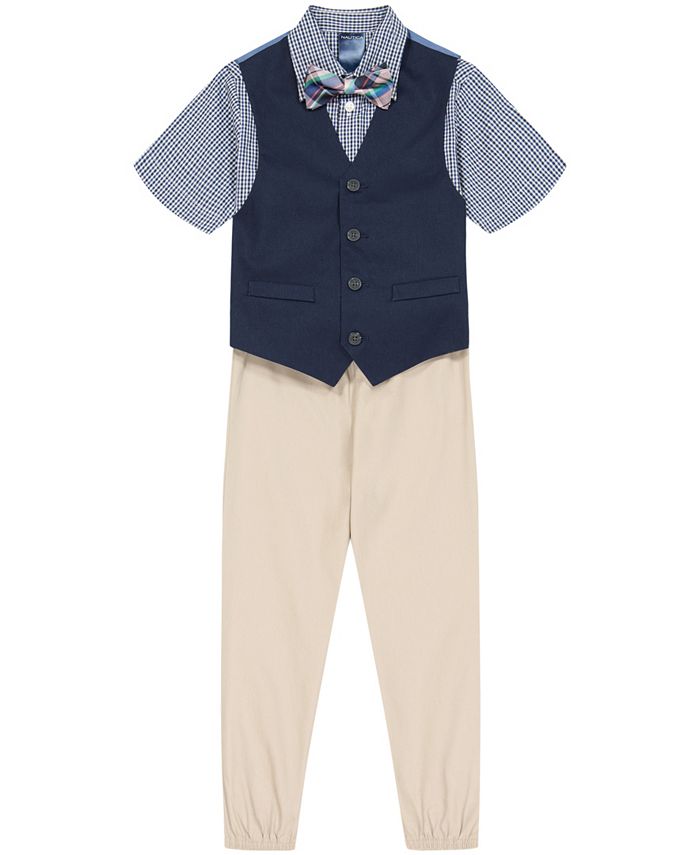 Nautica Little Boys Short Sleeve Twill Vest Set, 4 Piece Macy's