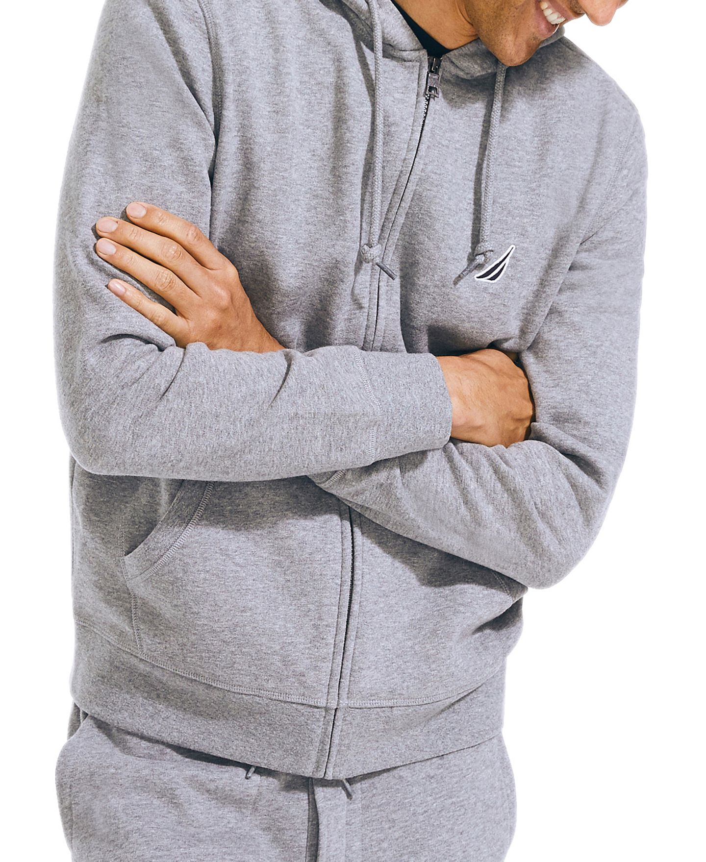 Мужское худи Nautica Classic-Fit Super Soft Knit Fleece Zip, цвет: Каменный серый — фото 5
