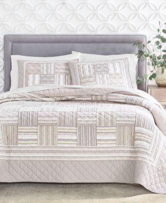Shop Charter Club Neutral Stripe Patchwork Quilts Created For Macys In Neutral Combo