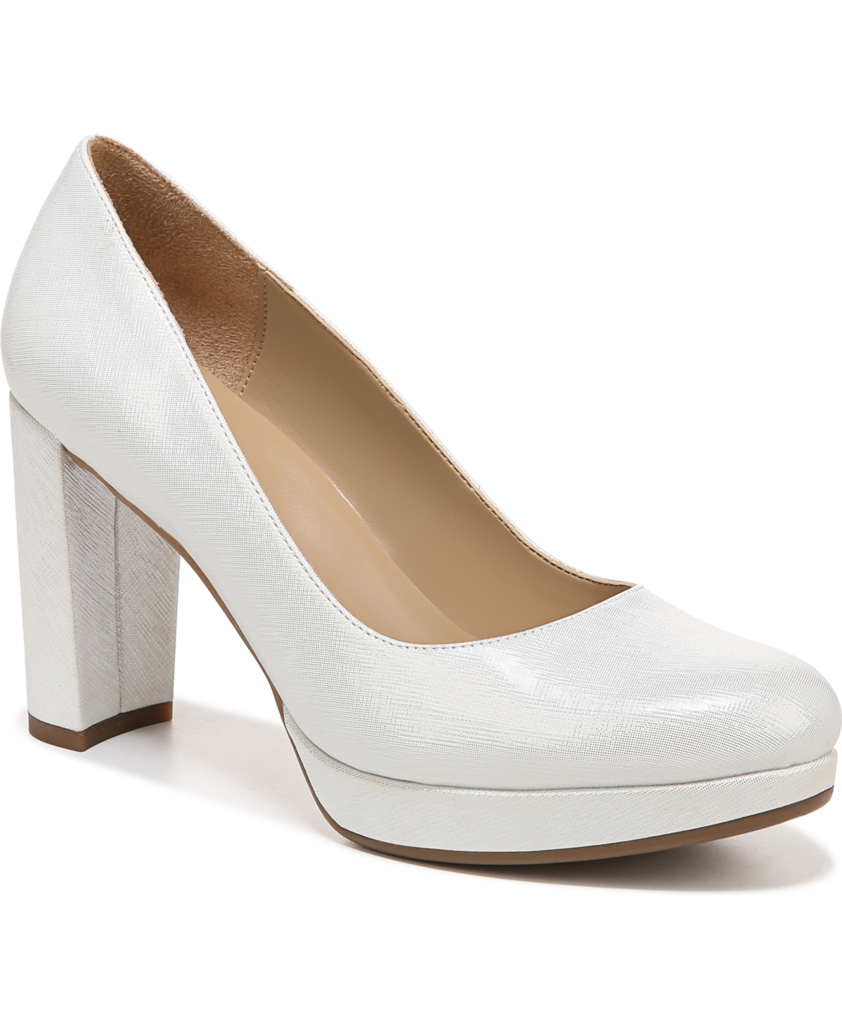 Naturalizer Women s Berlin Pump in Silver Crosshatch Synthetic 11
