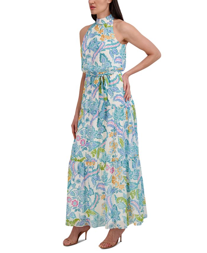 julia jordan Women's Floral-Print Halter Sleeveless Maxi Dress ...