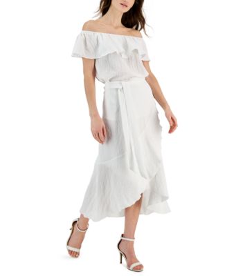 Anne Klein - Women's Ruffled Off-The-Shoulder Top & Midi Skirt