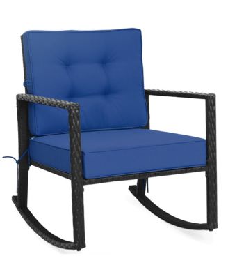 Patio Rattan Rocker Chair Outdoor Glider Rocking Chair Cushion Lawn