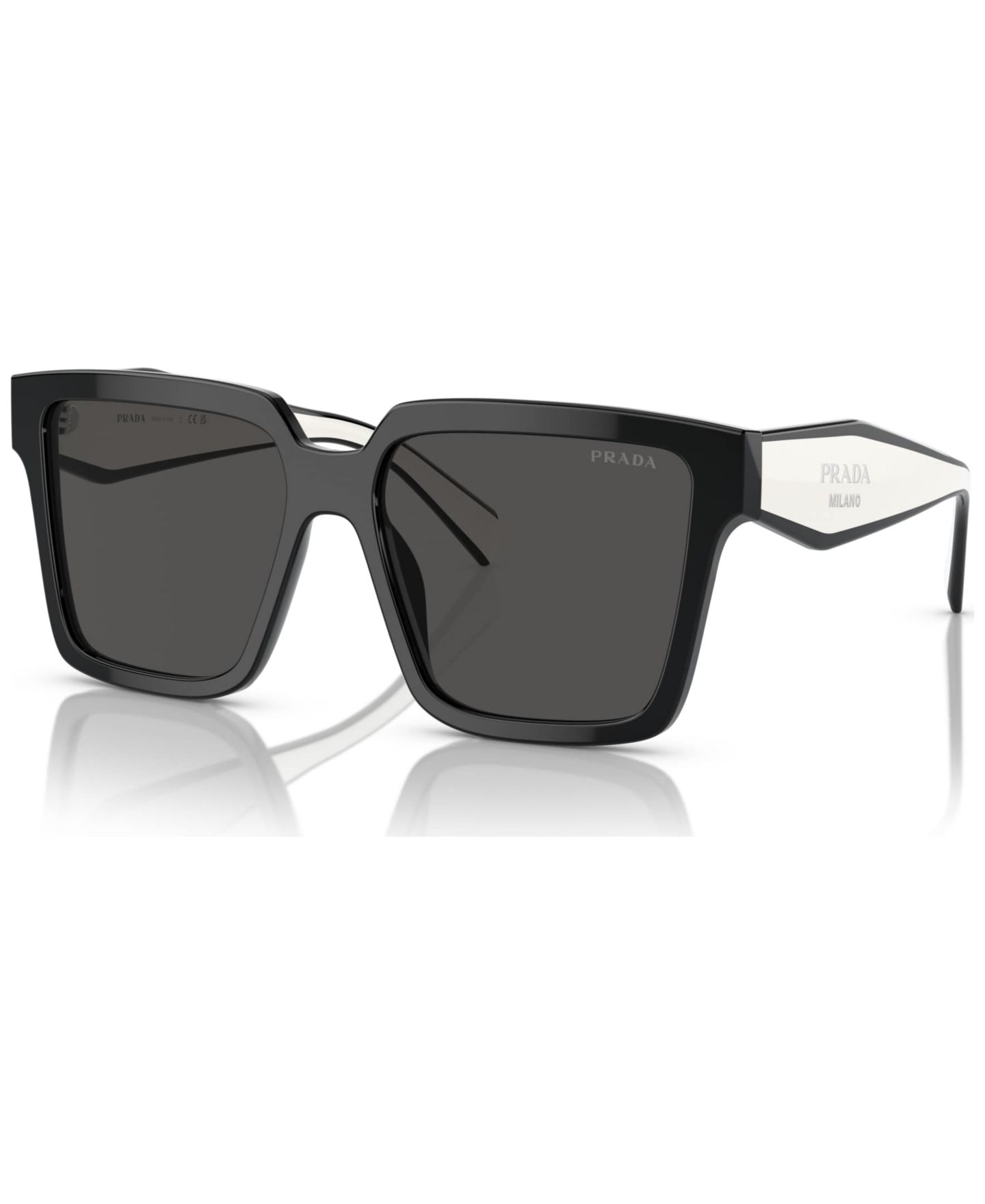 Женские солнцезащитные очки PRADA Oversized Low Bridge Sunglasses, PR 24ZSF, цвет: Чёрный — фото 1