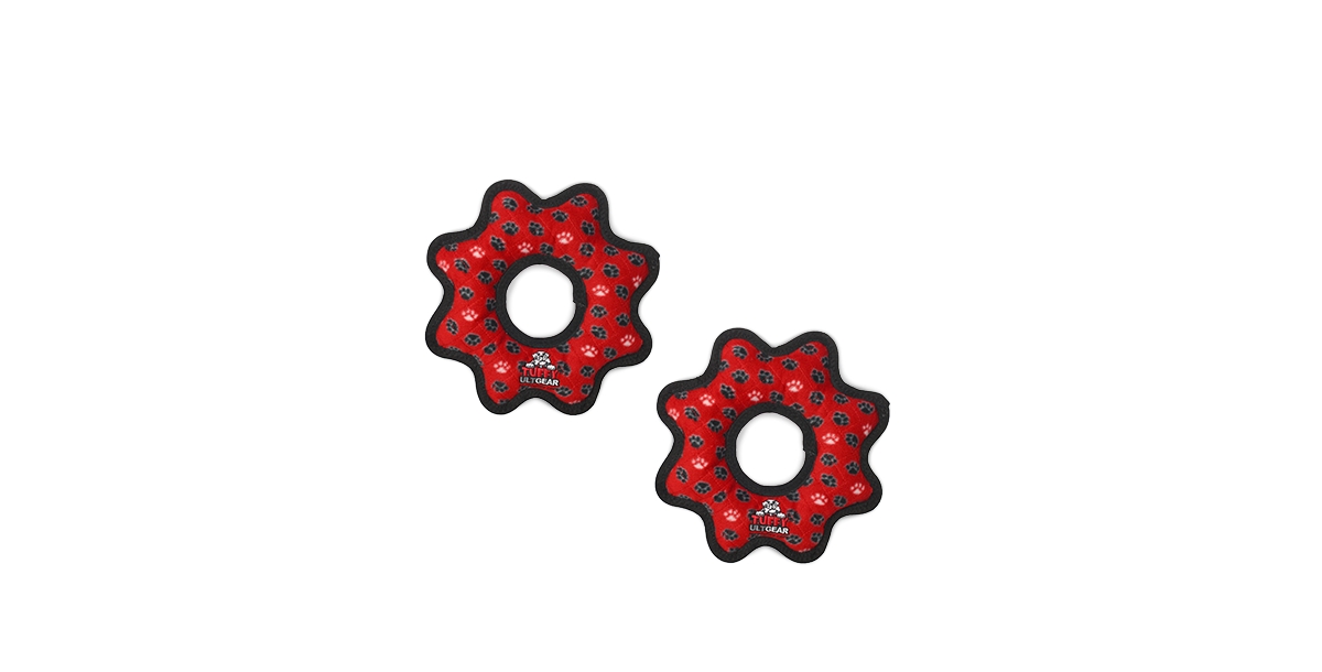 Ultimate Gear Ring Red Paw, 2-Pack Dog Toys - Red
