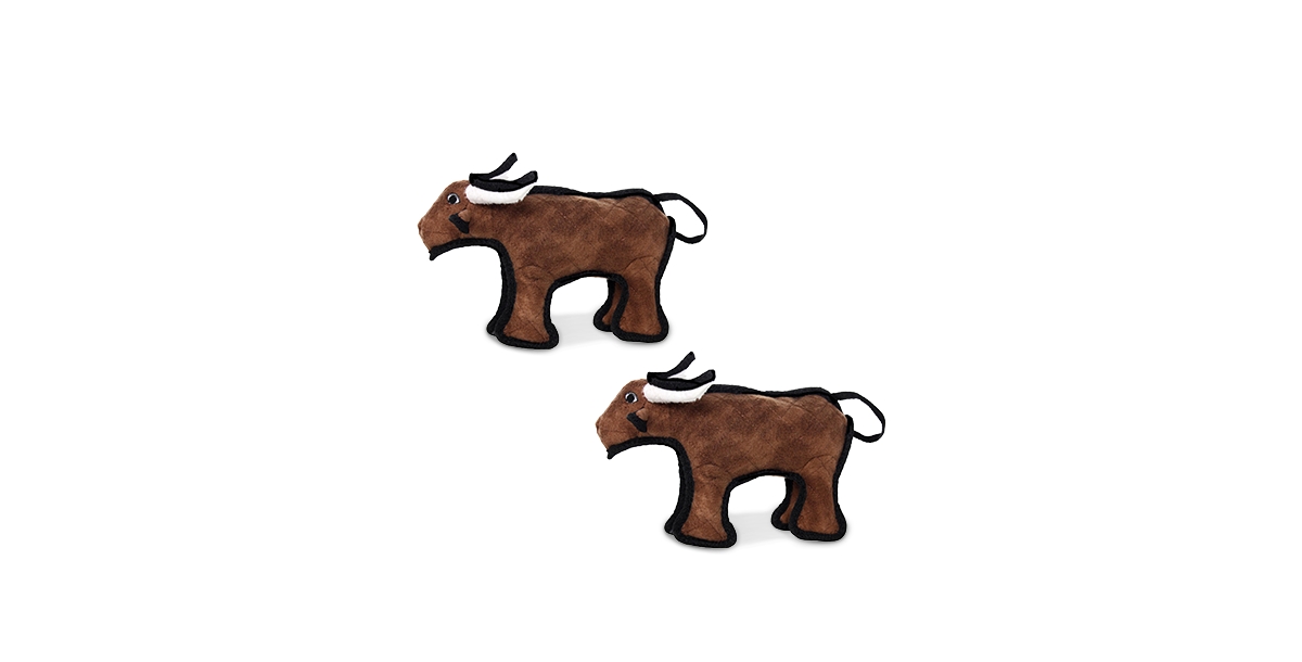 Jr Barnyard Bull, 2-Pack Dog Toys - Medium Brown