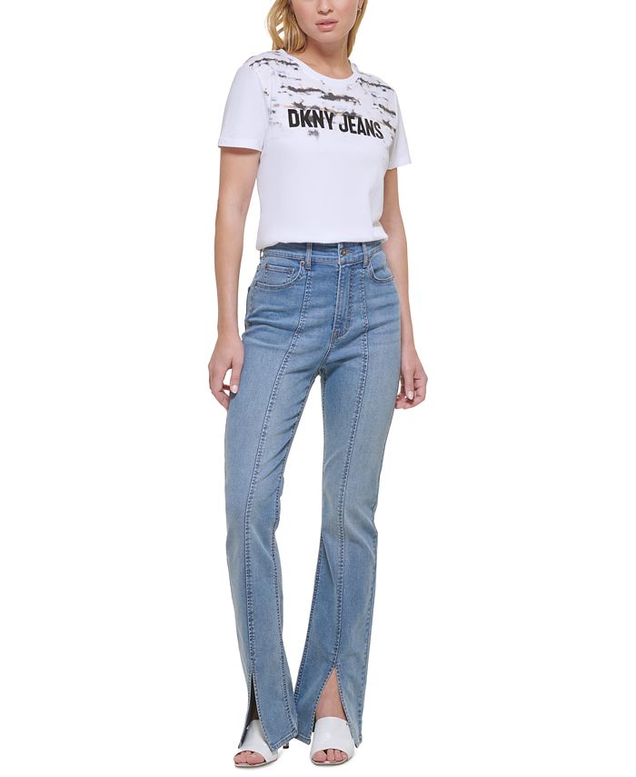 DKNY Jeans Women's Crewneck Tie-Dye Logo T-shirt - Macy's
