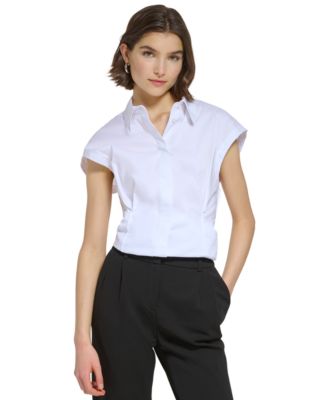 Calvin Klein - Women's Fitted Cap-Sleeve Shirt