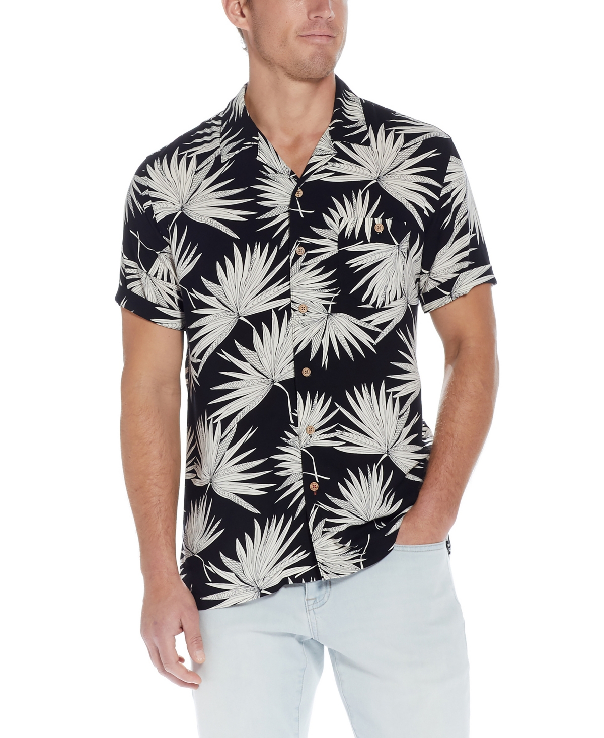 Short-Sleeve Printed Camp Shirt for Men