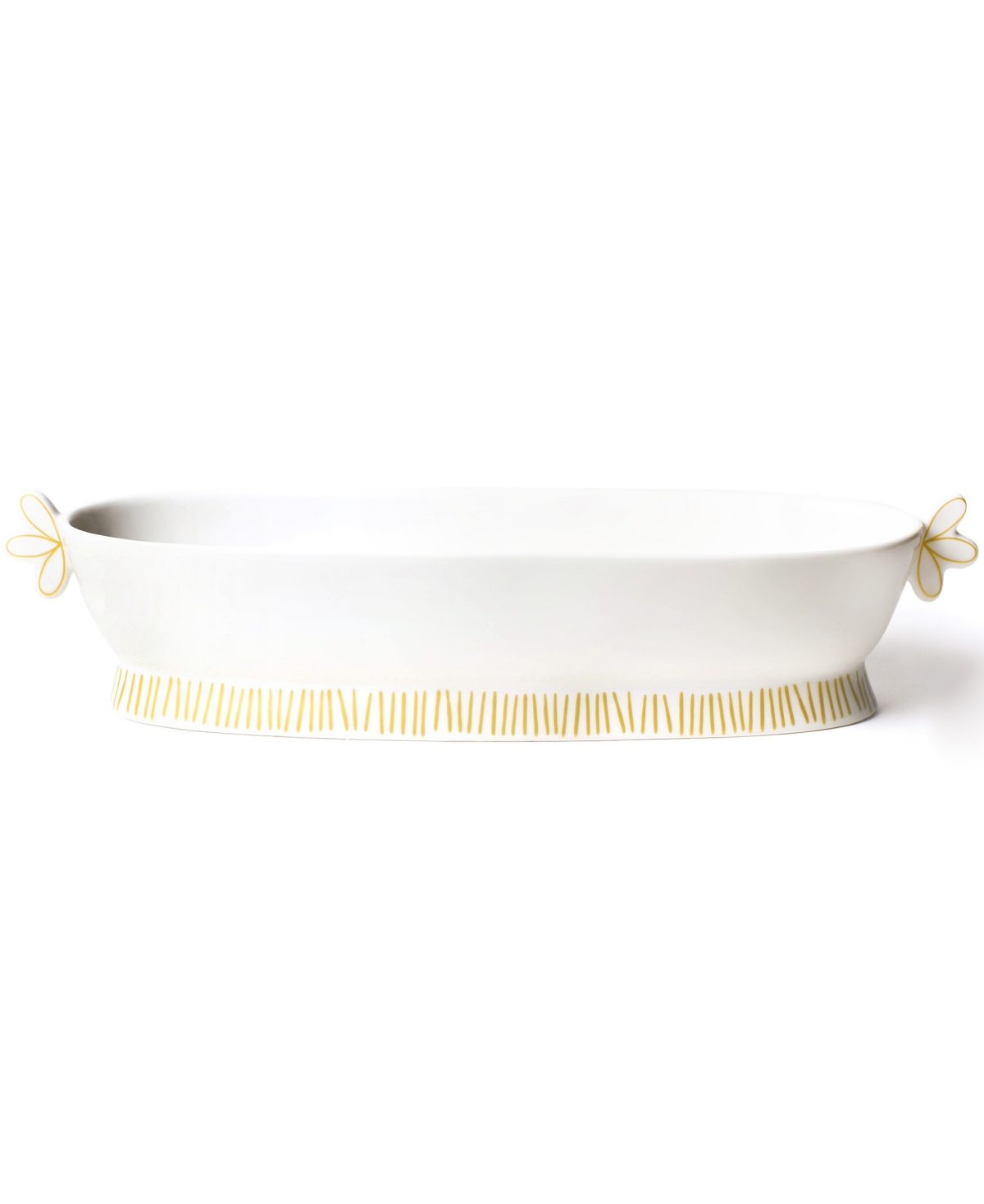 Coton Colors By Laura Johnson Deco Gold Scallop Oval Handled Bowl In White And Gold
