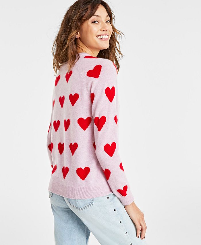 Charter Club Women's Heart Crewneck 100% Cashmere Sweater, Created for ...