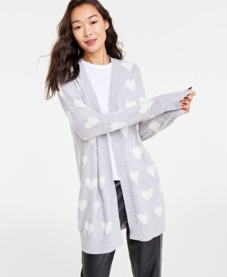 Charter Club - Women's Heart Open-Front Cashmere Cardigan