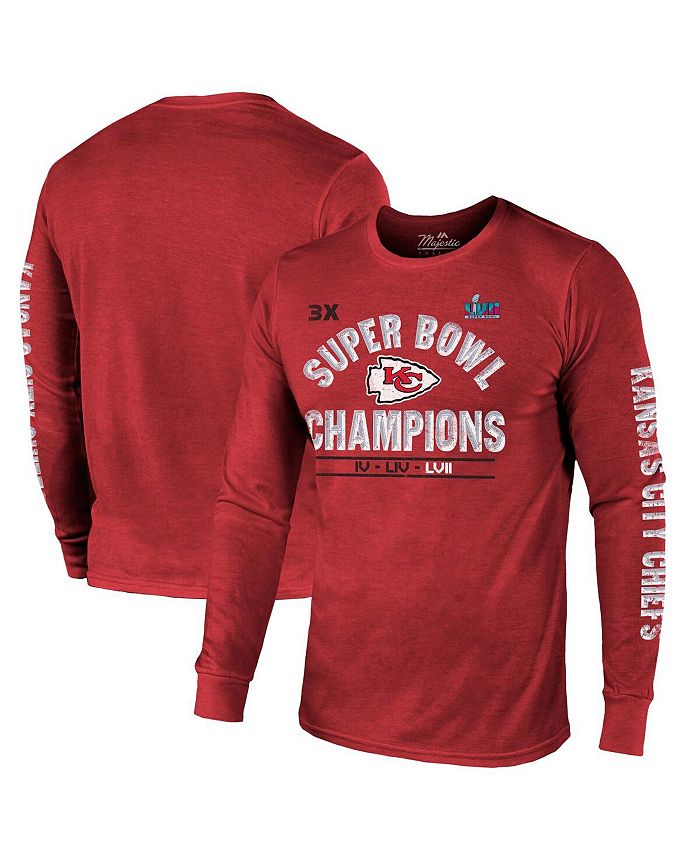 Majestic Men's Threads Red Kansas City Chiefs Three-Time Super Bowl  Champions Scrimmage Tri-Blend Long Sleeve T-shirt - Macy's