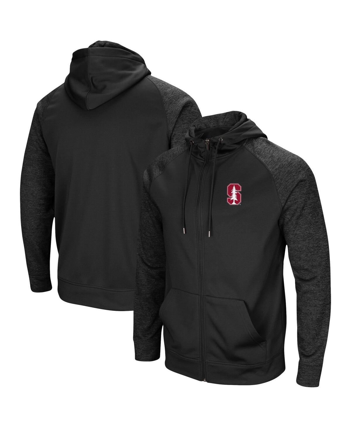 Colosseum Men's  Black Stanford Cardinal Blackout 3.0 Tonal Raglan Full-zip Hoodie In Black
