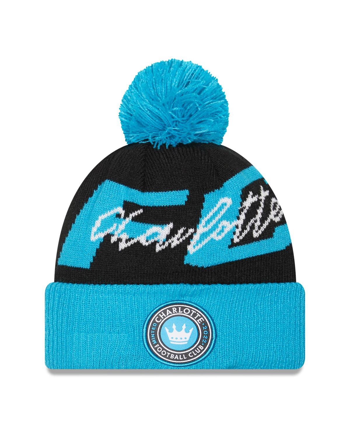 Men's New EraCharlotte Fc Confident Cuffed Pom Knit Hat - Black