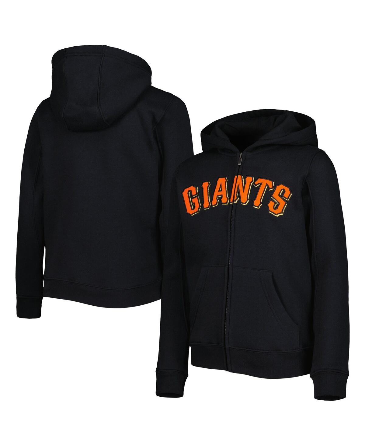 Outerstuff Youth Black San Francisco Giants Wordmark Full-zip Fleece Hoodie In Black