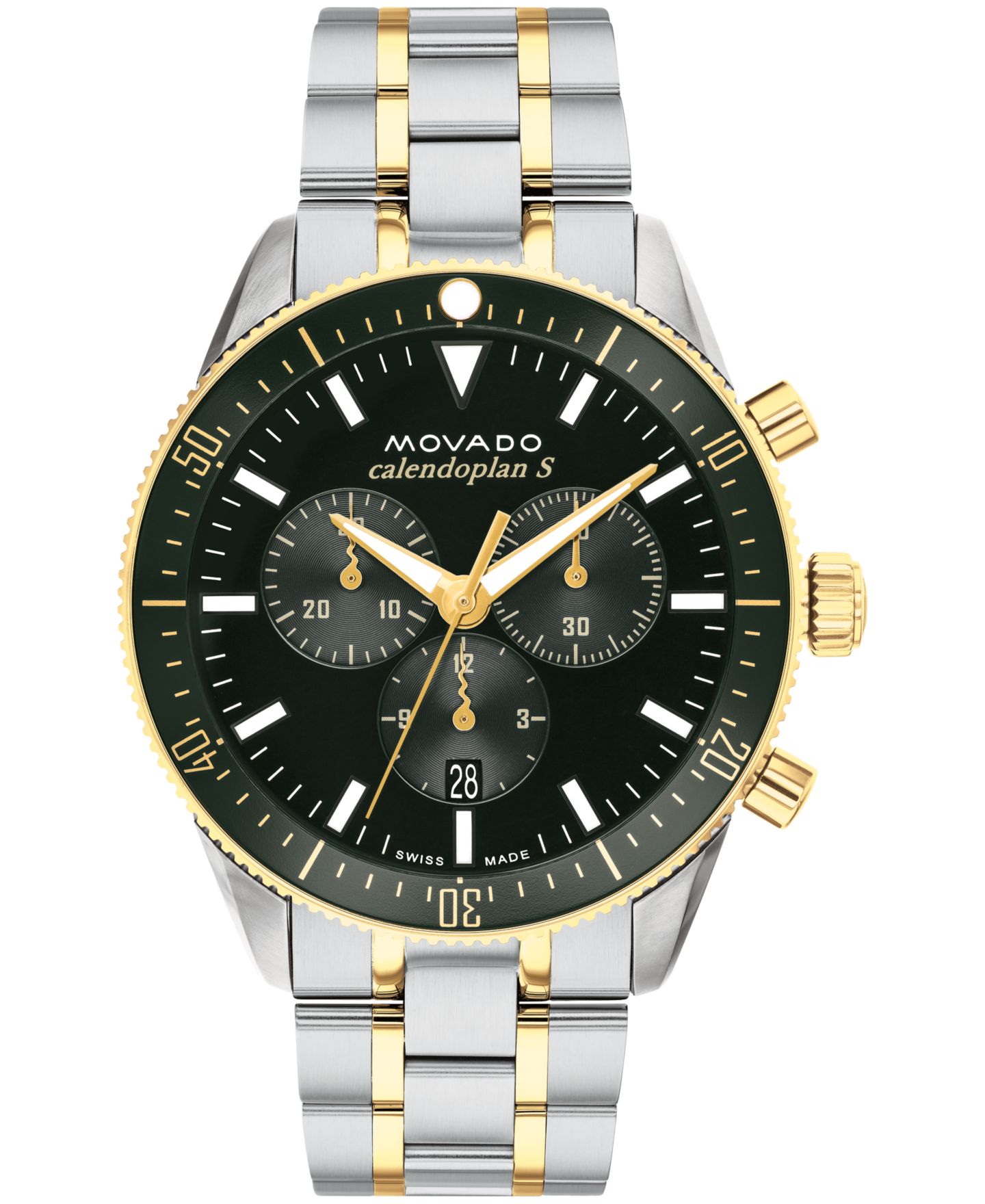 Мужские часы Movado Calendoplan S, швейцарский кварцевый хронограф, двухцветные, 42 мм — фото 1