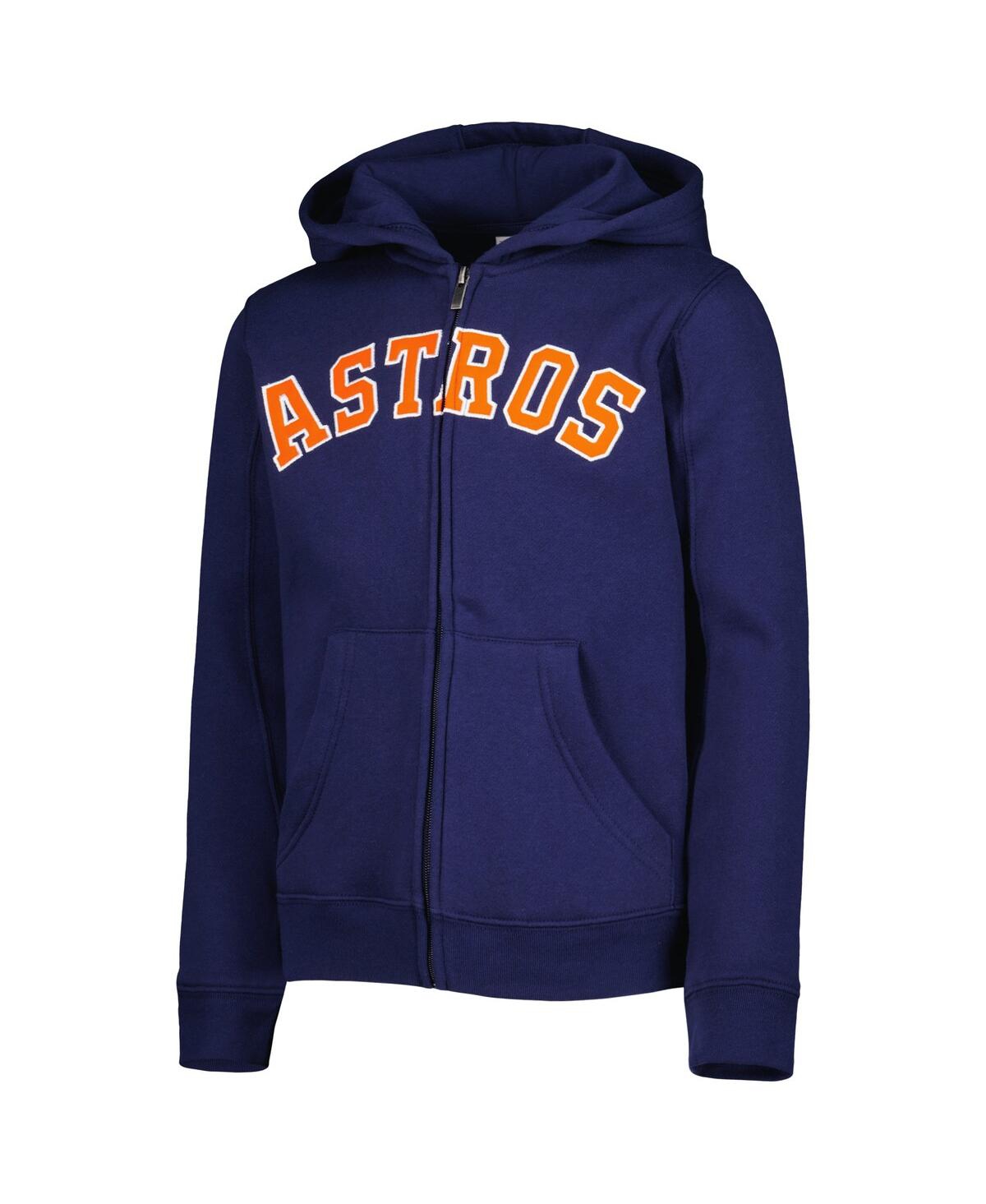 Outerstuff Youth Navy Houston Astros Wordmark Full-zip Fleece Hoodie In Navy