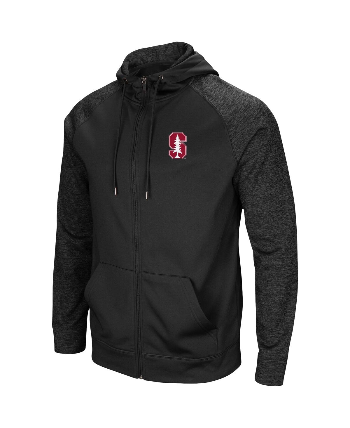 Colosseum Men's  Black Stanford Cardinal Blackout 3.0 Tonal Raglan Full-zip Hoodie In Black