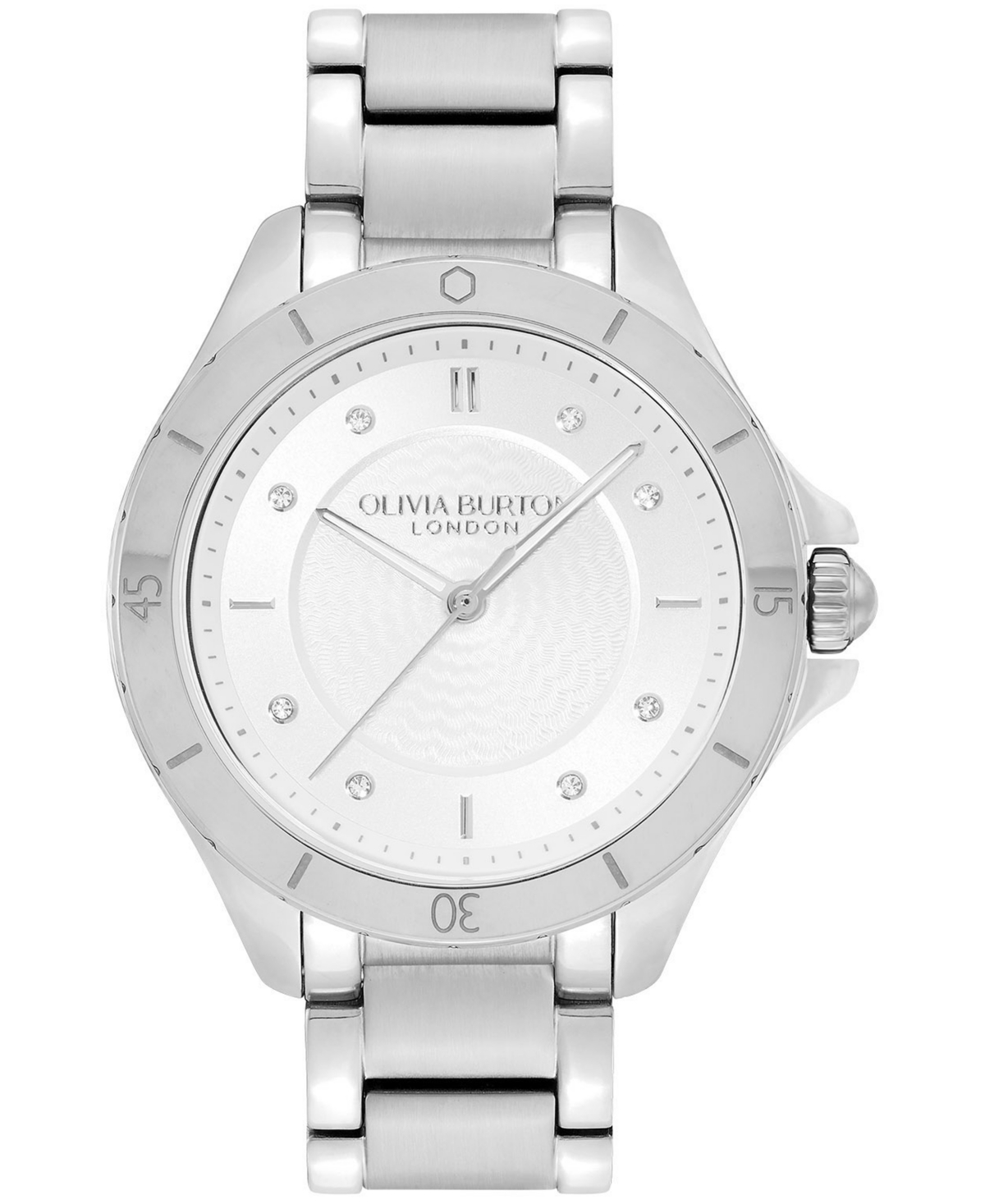 Women's Sports Luxe Guilloche Silver-Tone Stainless Steel Watch 36mm - Stainless Steel