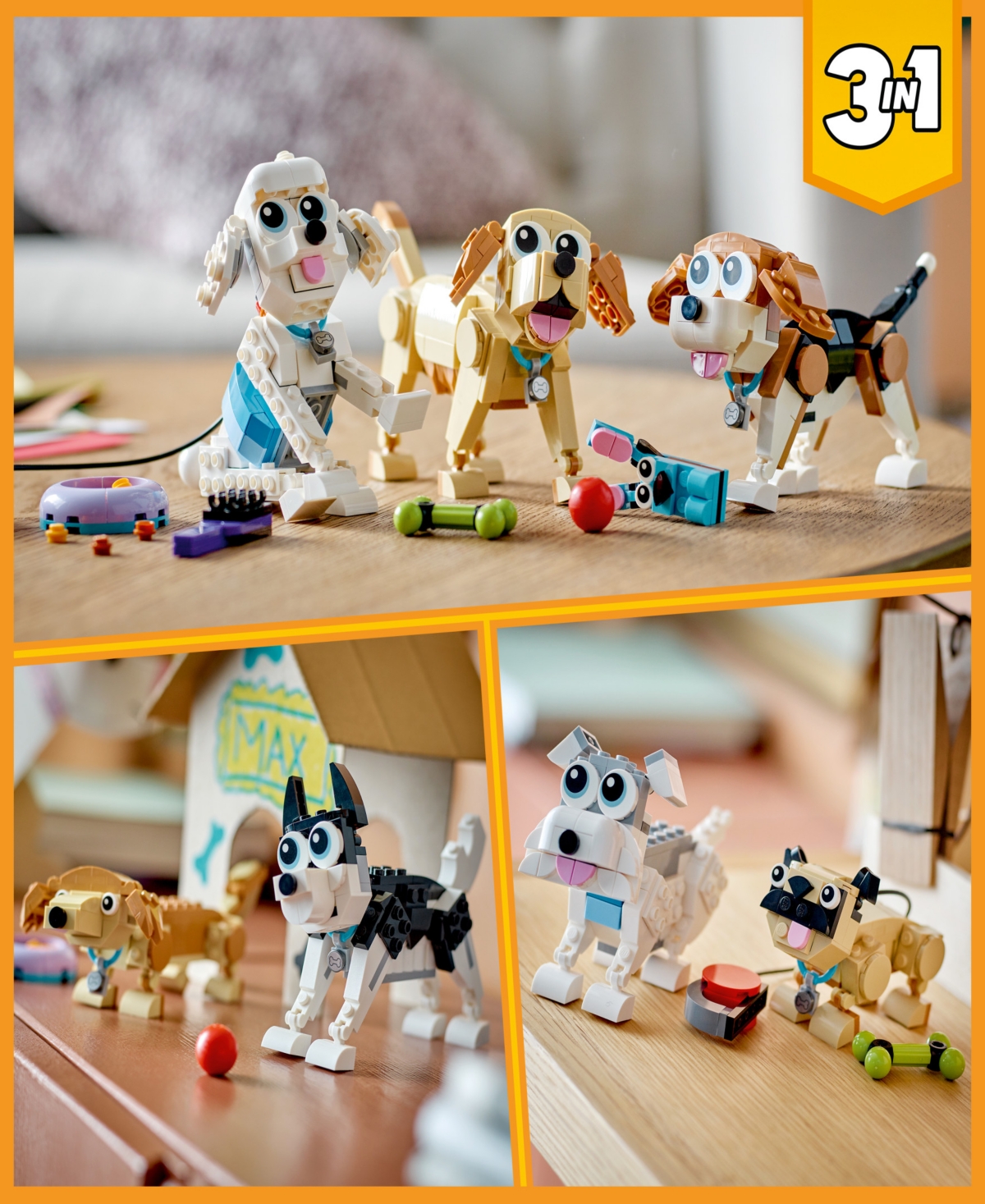 Shop Lego Creator 31137 3-in-1 Adorable Dogs Toy Building Set With Beagle, Poodle And Labrador Builds In Multicolor