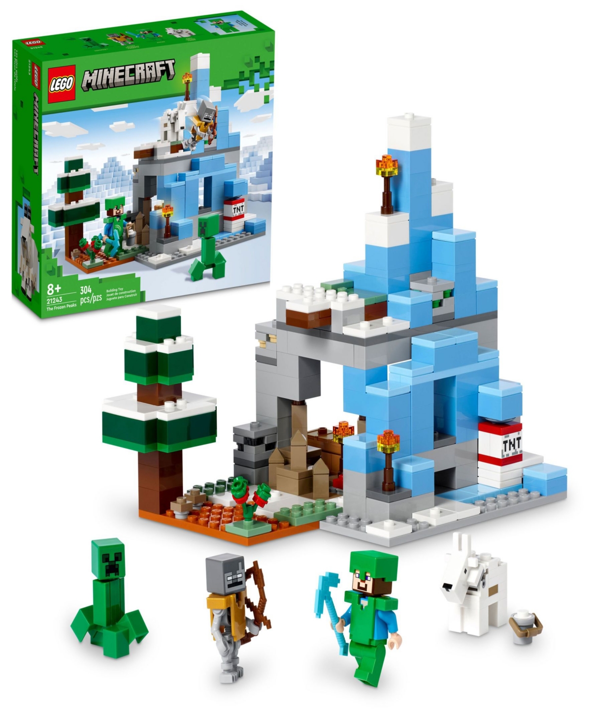 Lego Minecraft The Frozen Peaks 21243 Toy Building Set With Steve, Creeper, Stray And Goat Figures In Multicolor
