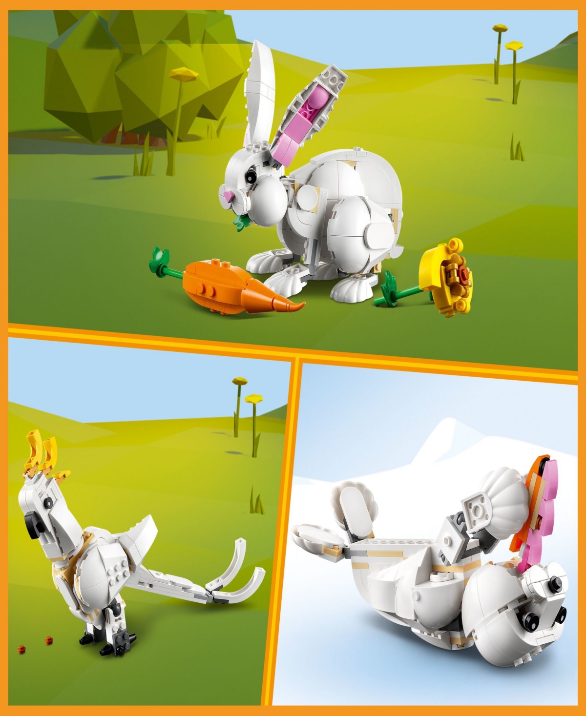 Shop Lego Creator 3-in-1 White Rabbit, Cockatoo And Seal 31133 Toy Building Set In Multicolor