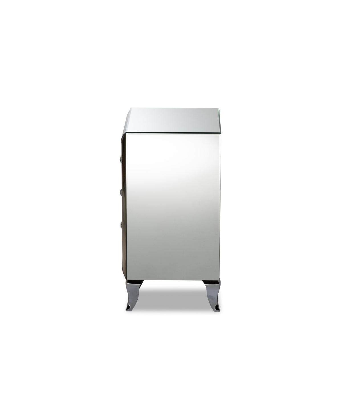 Baxton Studio Pauline Contemporary Glam And Luxe 26" Mdf And Mirrored 3-drawer Nightstand In Mirrored